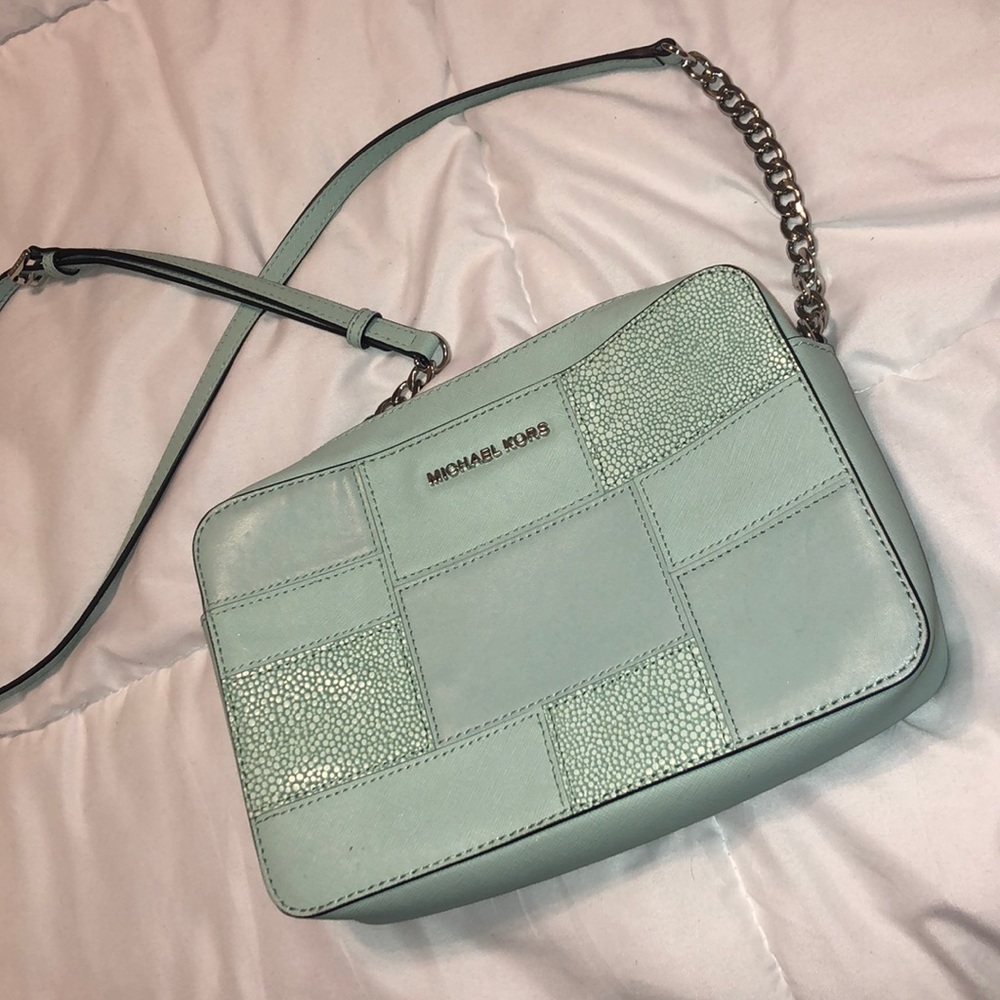 Michael Kors Mint Green Leather Crossbody Purse